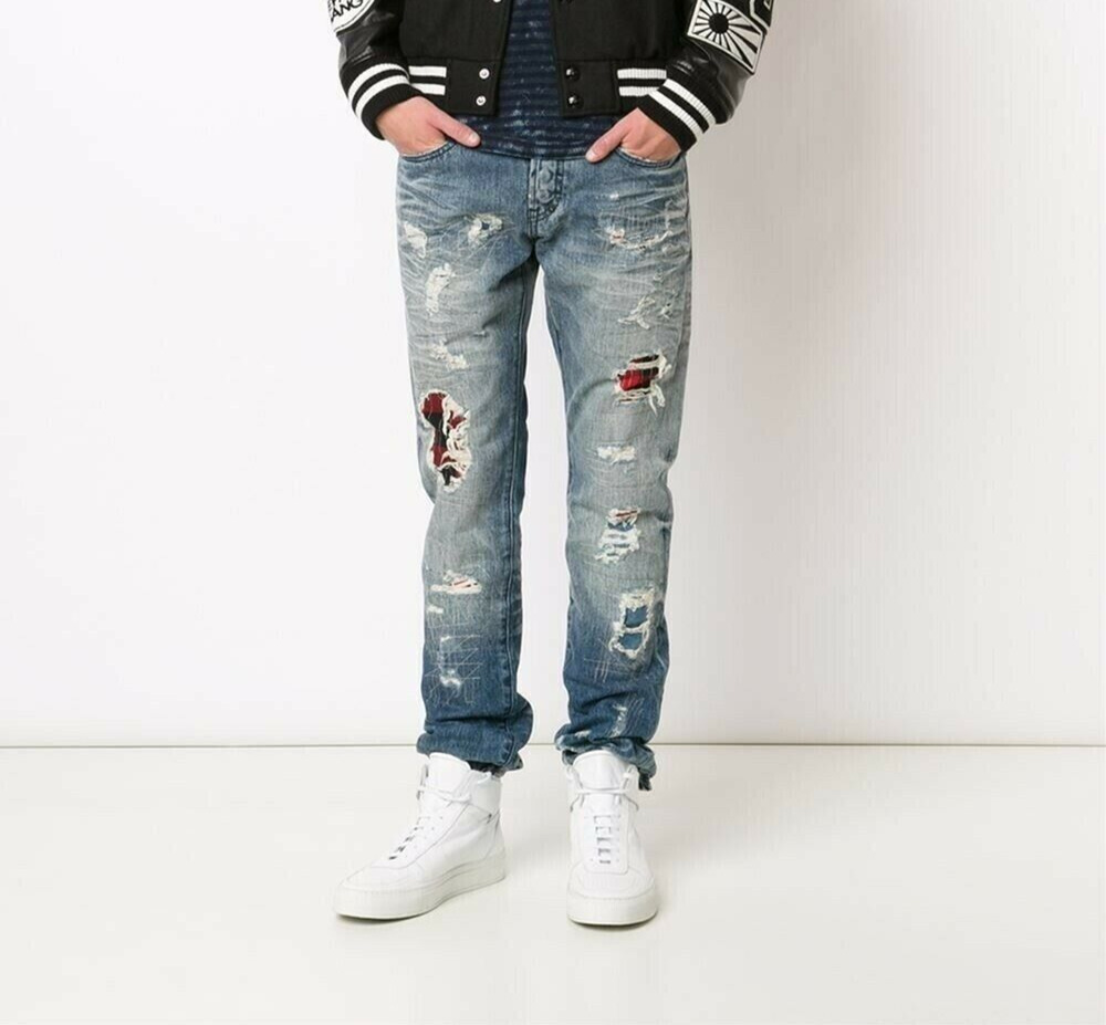 Prps Demon Umeko Destroyed Medium Wash Jeans Size 38 x 34